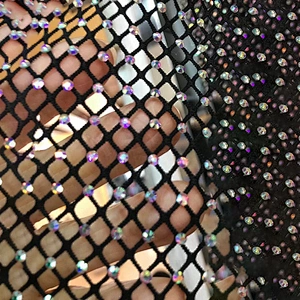 Factory Wholesale Elastic Stretch Crystal Trimming Rhinestone  Mesh Fabric For Shoes Clothes Garment Accessories