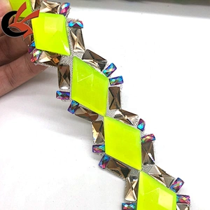 Fluorescent green hot fix rhinestone trimming iron on crystal tape