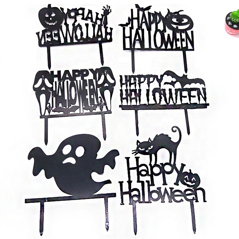 wholesale Happy Halloween plastic cake topper for Halloween decoration