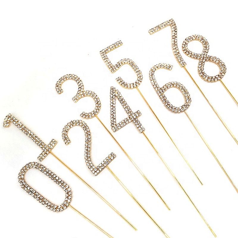 6cm Birthday Party Clear Rhinestone Diamante Number Cake Topper
