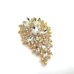 new arrival dress decoration gold and silver plated crystal brooch for hat dress decoration