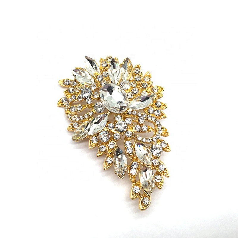 new arrival dress decoration gold and silver plated crystal brooch for hat dress decoration