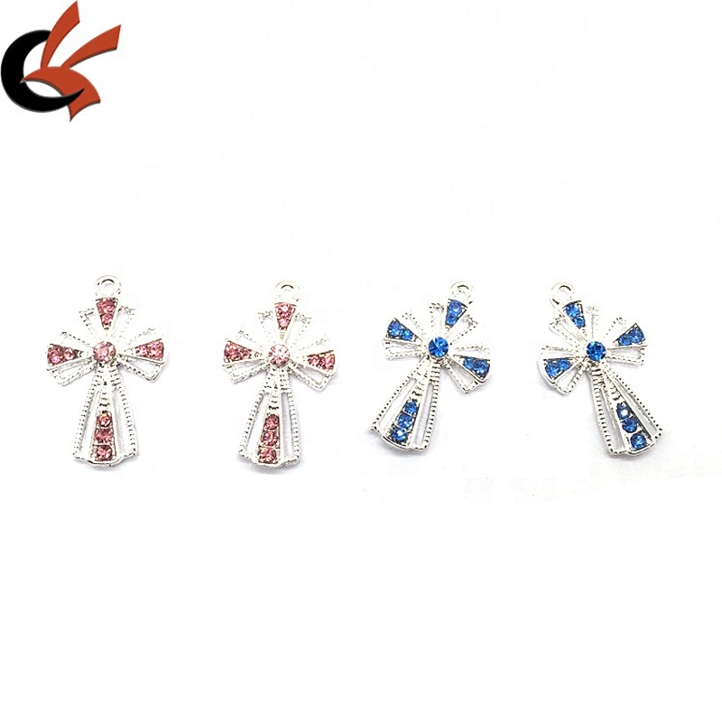 Custom Cross Design Crystal Boy & Girls Rhinestone Button For Garment Accessories Necklace Pendant Buckle