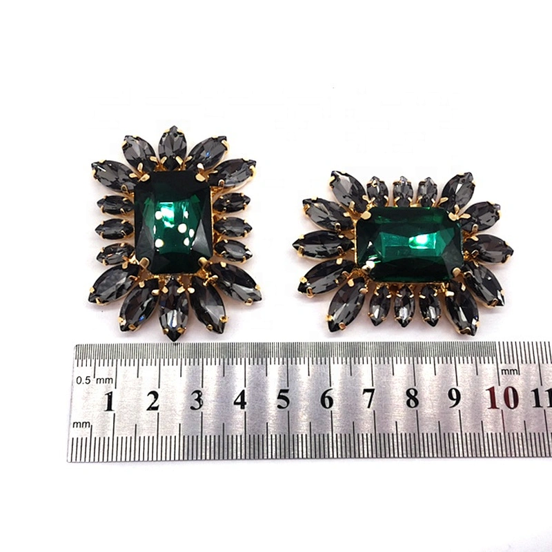 high quality 5*4.5cm  green rhinestone shoe clip for shoe decoration