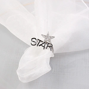factory custom letter rhinestone star design crystal table napkin ring