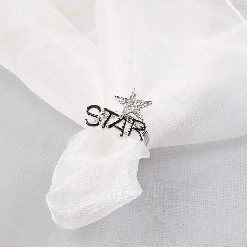 factory custom letter rhinestone star design crystal table napkin ring