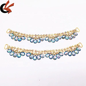 factory wholesale fashion new product ab blue hanging pave bikini connector/rhinestone connector for swimwear