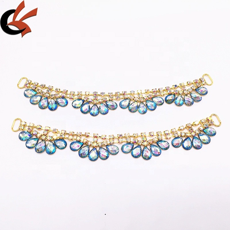 factory wholesale fashion new product ab blue hanging pave bikini connector/rhinestone connector for swimwear