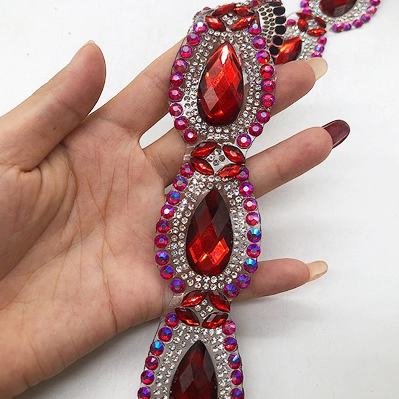 Hot Fix Tape Rhinestone Ribbon Adhesive Rhinestone Trim Strip transfer for clothes dresses
