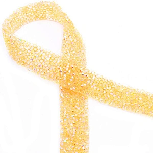 Cheap wholesale colorful hot fix resin rhinestone chain fabric trim for wedding dress decoration