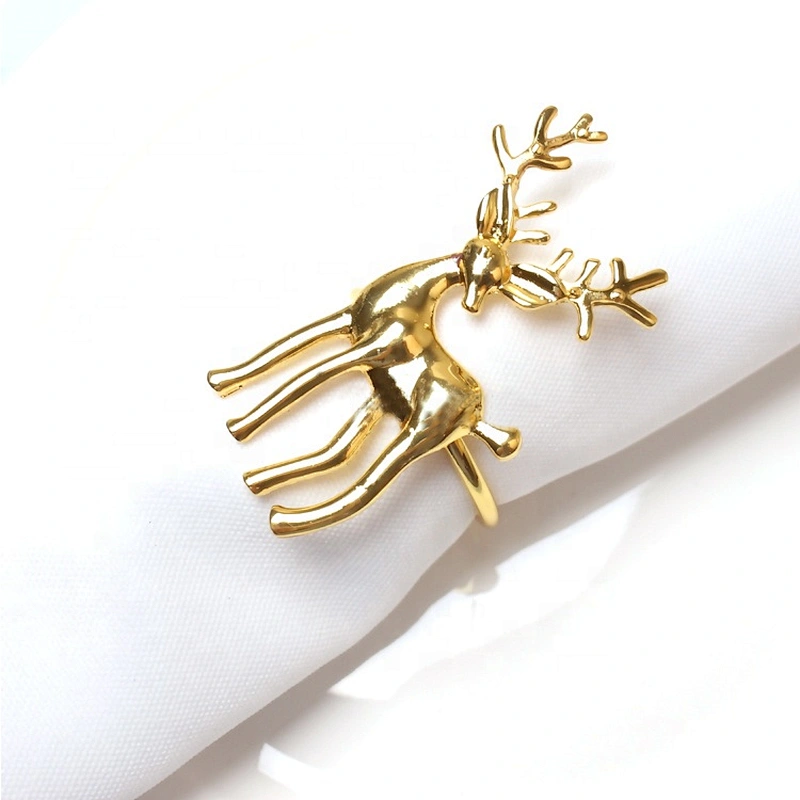 Gold Steel Metal Setting Deer Napkin Ring for Christmas Dinning Table  Wedding Dinner Family Gatherings