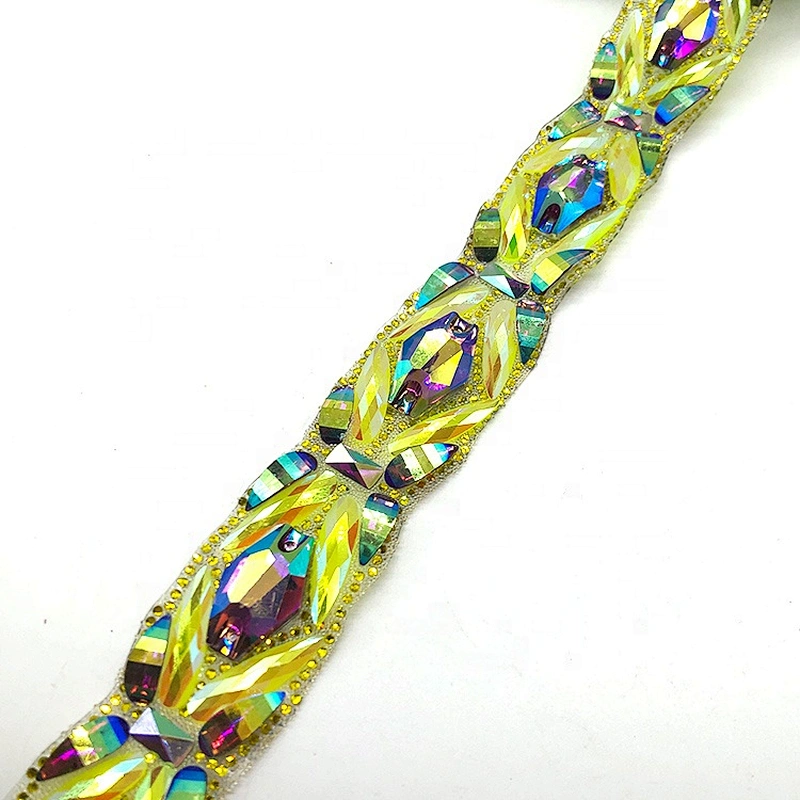 Sewing Strass Crystal Motif trimming  Hot Fix Rhinestone Tape Applicator Ribbon With Rhinestones Iron On Appliques For Dresses