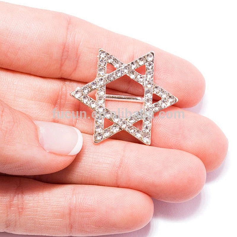Wholesale Rhinestone Star of David Ribbon Slider Buckle