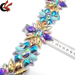 Various Colors Fabric Iron On Crystal Trimmings Banding Hot Fix Rhinestone Trims For DIY Dress Accessories