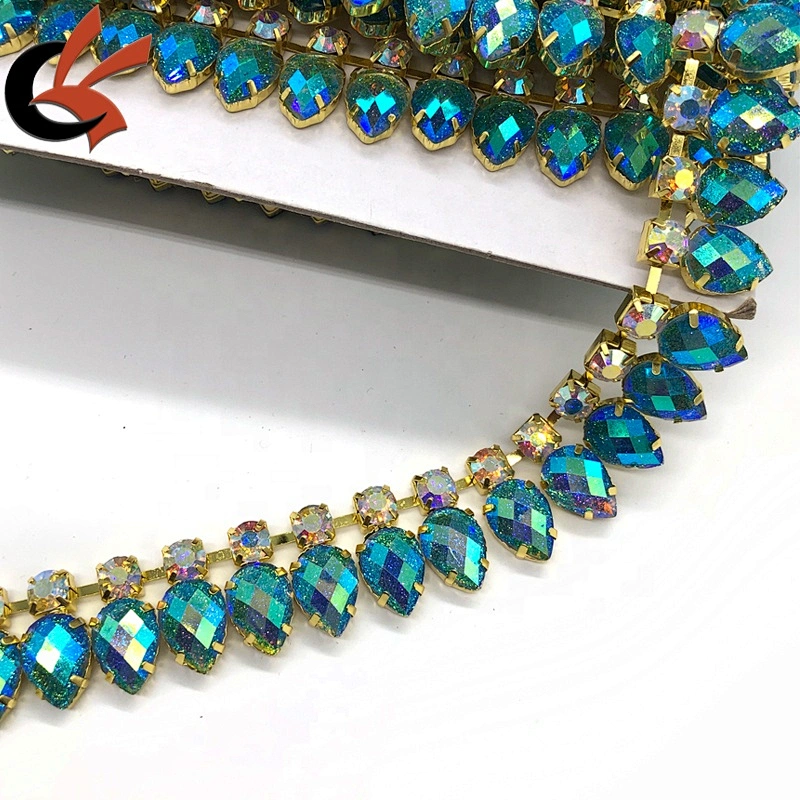 Carnival dress decoration sparkle rhinestone cup chain trimming