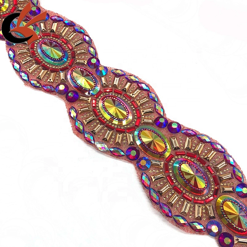 wholesale carnival dress belt decoration large red AB hot fix rhinestone trimming