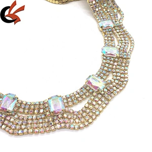 Custom made jewelry factory wholesale popular garment charms wave design pendent tassels rhinestone trims