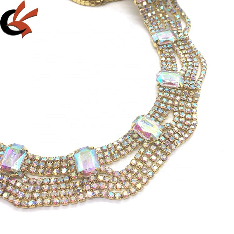 Custom made jewelry factory wholesale popular garment charms wave design pendent tassels rhinestone trims