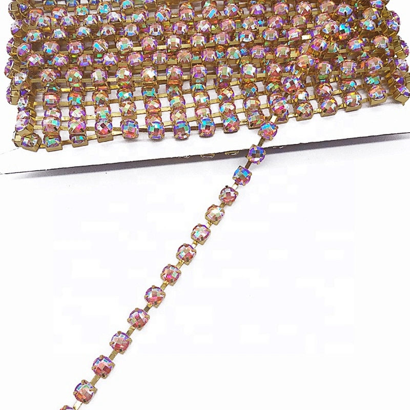 Factory Custom Sewing Claw Chain SS38 AB Resin rhinestone trimming for dress