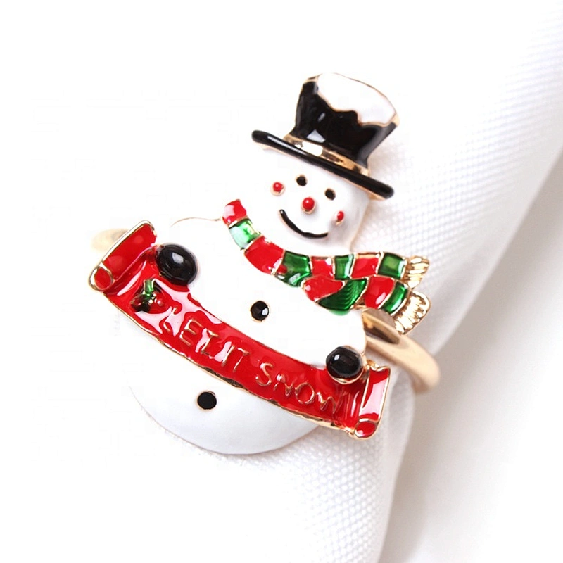Frozen Christmas White Snowman Napkin Rings For Holiday Table Decor Xmas Gift Winter Wedding Favors Accessories