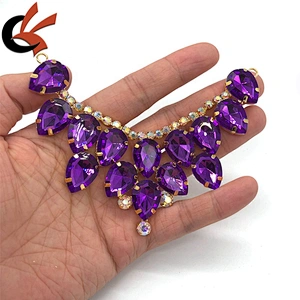 Newest Purple diamond Rhinestone Bikini Connector Buckle Chain Bridal Dress Clothing Decoration