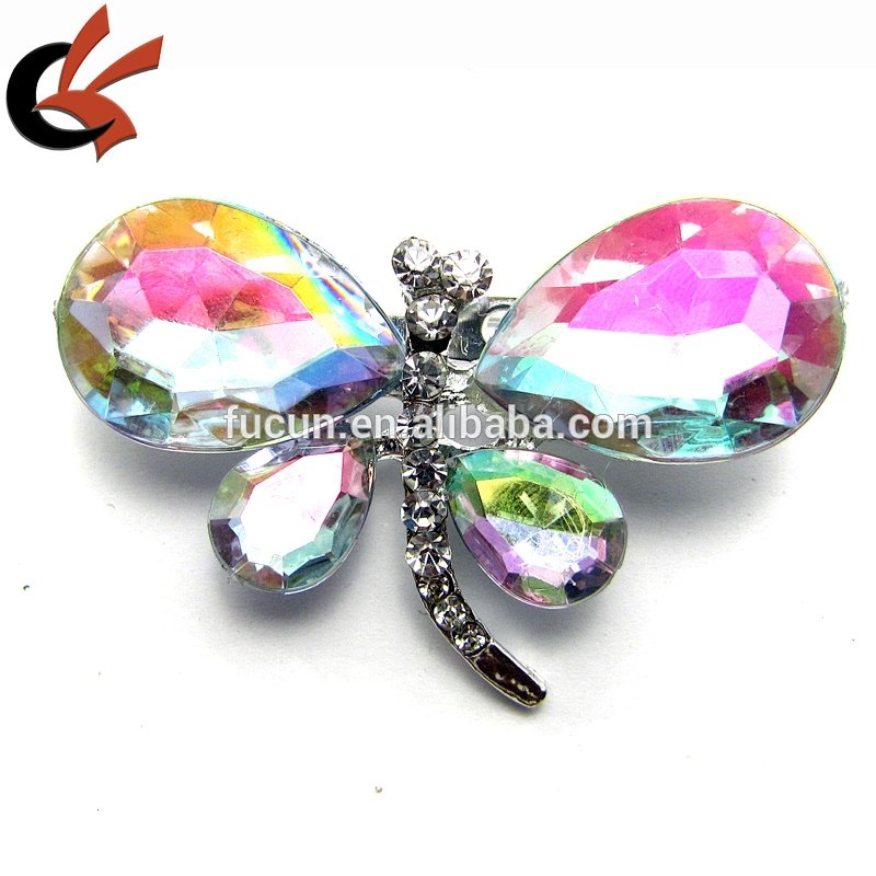 Dragonfly Colours Austrian crystal rhinestone silver Brooch