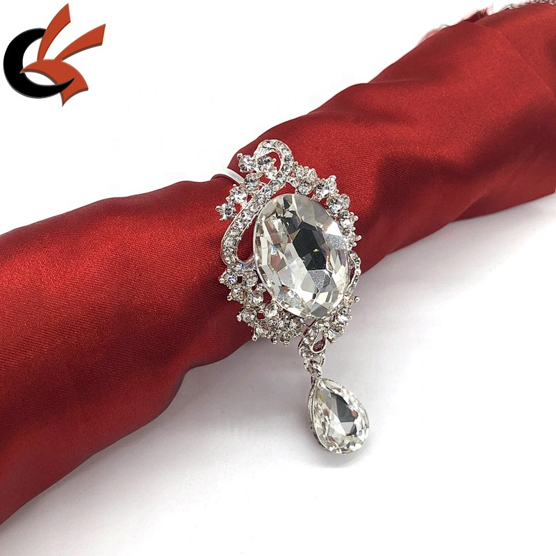 Shining Fashion large glass gem crystal Napkin Ring Wholesale Rhinestone Ring of Napkin