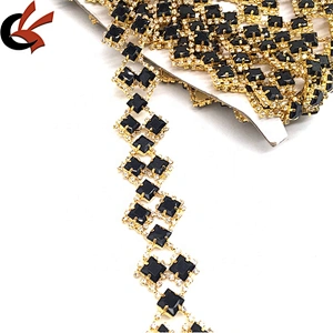 Trim rhinestone garment decorative wholesale square rhinestone net trims black beaded trimming