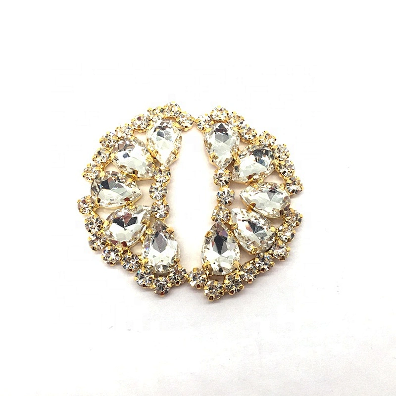 Handmade Flat Back Metal Glass Beads Jewelry Buckle For Garment Accessories