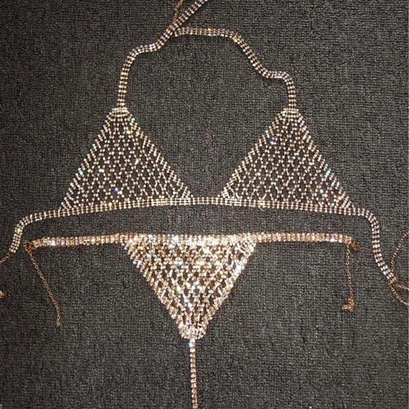 2020 fashion sexy rhinestone body key chain bra chain body jewelry