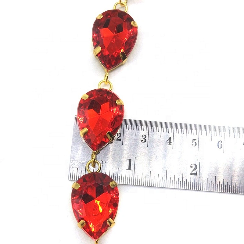 beautiful red teardrop acrylic chain diamond dance dress trimming