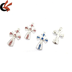 Custom Cross Design Crystal Boy & Girls Rhinestone Button For Garment Accessories Necklace Pendant Buckle