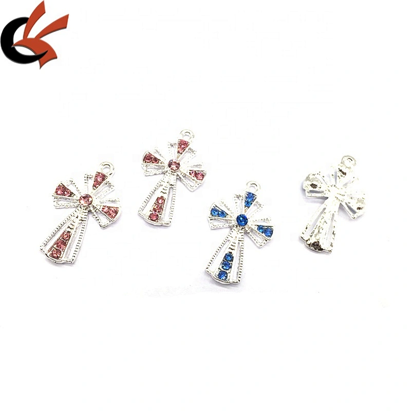 Custom Cross Design Crystal Boy & Girls Rhinestone Button For Garment Accessories Necklace Pendant Buckle