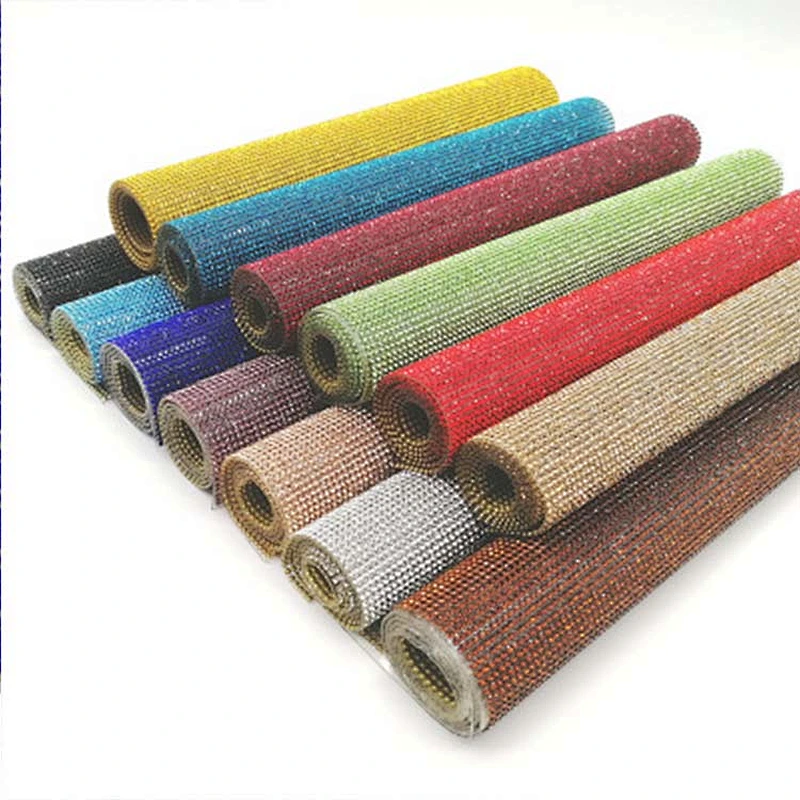 wholesale high quality decorative  hot fix rhinestone mesh trimming
