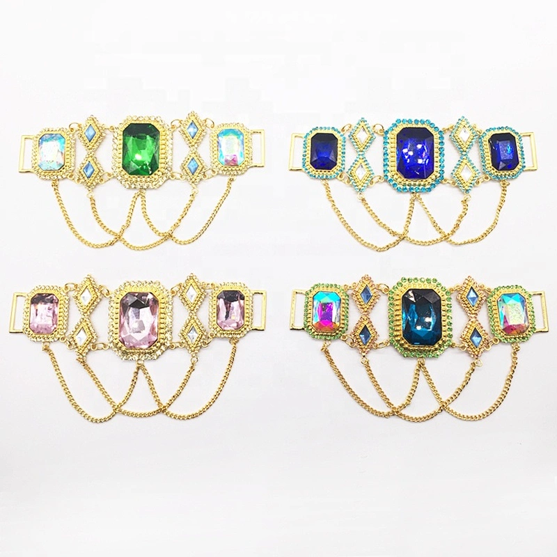 Hot Selling Luxury Swim Sets Crystal Rhinestones Royal Blue Big Stone Rhinestone Bikini Connector