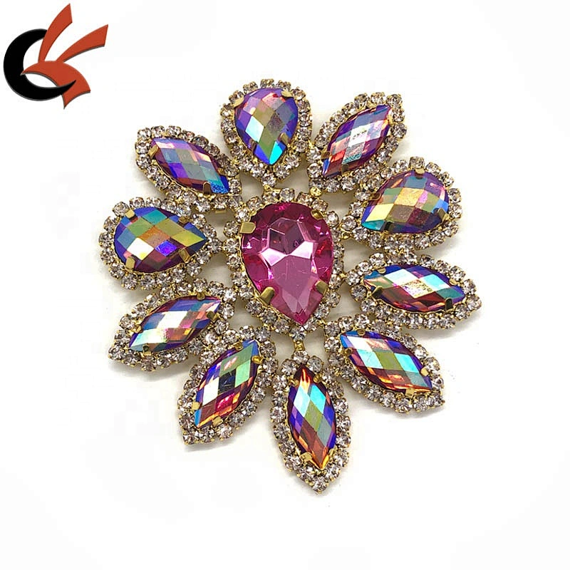 Gorgeous pink AB crystal rhinestone ornament for dress decoration