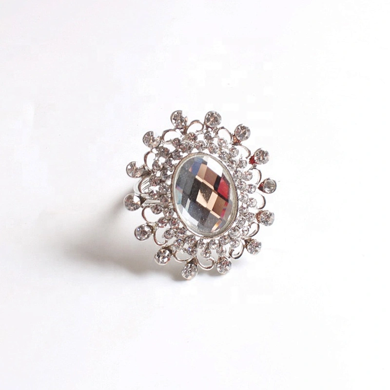 custom vintage zinc alloy acrylic diamond oval clear rhinestone napkin ring in bulk