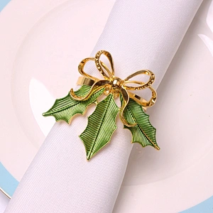 Fashion delicate serviette metal leaf napkin ring for easter Christmas party dinner table decor