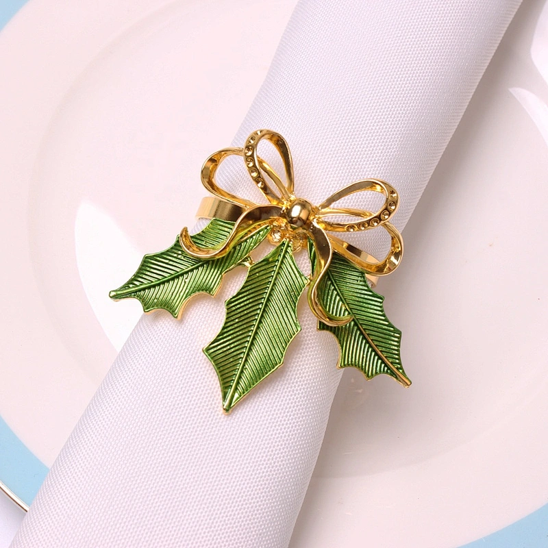 Fashion delicate serviette metal leaf napkin ring for easter Christmas party dinner table decor