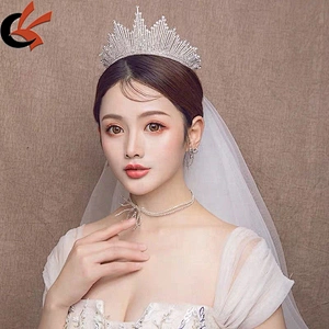 New Arrival Crystal Elegant Sliver Bride Princess Headpiece Rhinestone Crowns Wedding Tiara