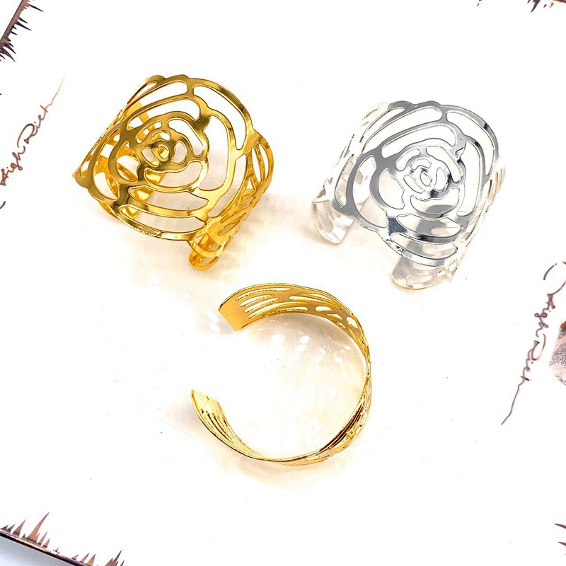 stainless steel gold plated wedding napkin ring for hotel table decoration