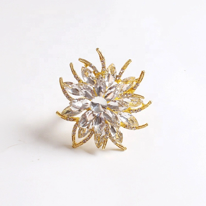 high quality maple leaf design autumn style gold plated rhinestone stock napkin ring wholesale