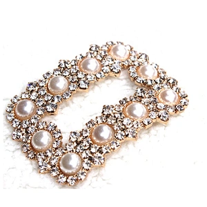 Fashion Jewelry Pearl Shoe Buckle Clear Square Rhinestone Shoe Clip For High Heel Shoe