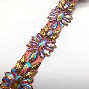 Top sale Crystal Rhinestone Ribbon Rhinestone Sparkling Wedding Banding Belt Ribbon Fancy Bridal Dress Belt Trim