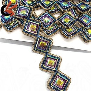 Factory direct sales New arrival metal chain resin rhinestone fancy hot fix tape trimming