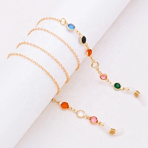 colorful acrylic rhinestone metal eyewear chain sunglasses lanyards face masking lanyard