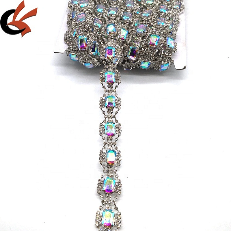 Wholesale Factory Make Clear Silver Rhinestone Beaded Trims For Wedding Dress