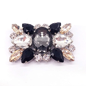 rectangle Silver Rhinestone Shoe Clip Buckle With acrylic crystal