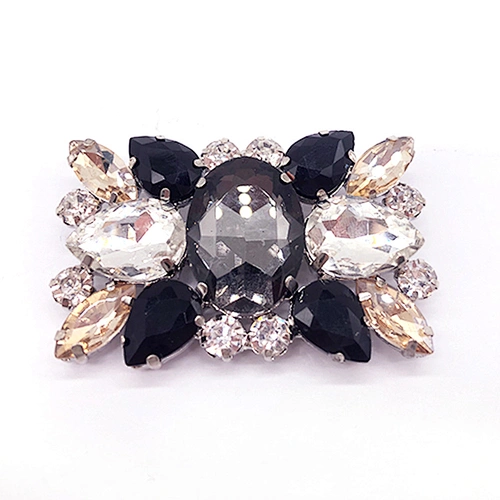 rectangle Silver Rhinestone Shoe Clip Buckle With acrylic crystal