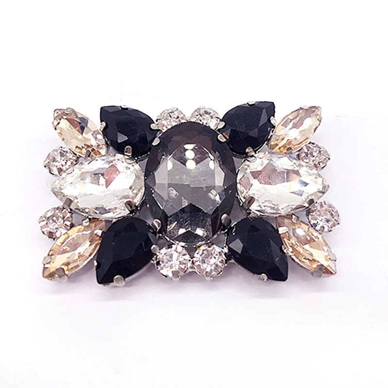 rectangle Silver Rhinestone Shoe Clip Buckle With acrylic crystal